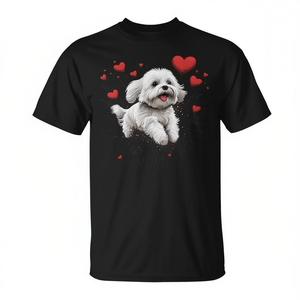 Idée cadeau pour la Saint-Valentin, chien maltais en forme de cœur pour les amoureux des chiens, t-shirt personnalisé pour les propriétaires de chiens maltais - Product Image 2