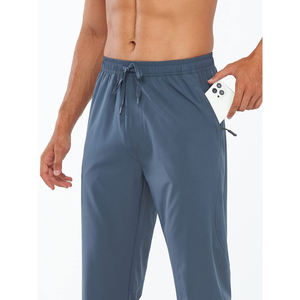 ผ้าย้อมสีพื้นสำหรับผู้ชายกางเกงผ้าถักแบบลำลองมีกระเป๋า - Product Image 2