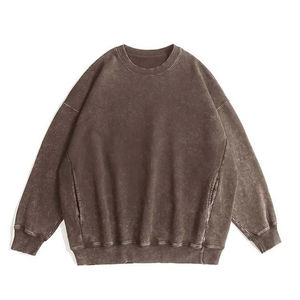 Sweat-shirts d'hiver décontractés pour hommes avec logo personnalisé, style vintage américain, coupe oversize, basiques de haute qualité, col rond, épais 380 grammes, délavé à l'acide - Product Image 5