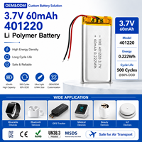 Batterie LiPo polymère ultra rechargeable MinYu Custom 401220 3.7V 60mAh avec PCB et fils pour appareils connectés Bluetooth