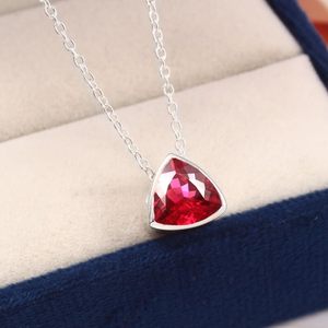 Flawless 10x10 MM Red Mozambique <b>Ruby</b> Trillion Cut 925 Silver 18K Gold Plated Women's Engagement Pendant Fine Charms Third Party - Product Image 1