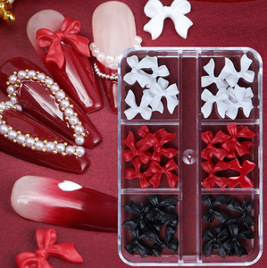 6 grilles rose <span class=keywords><strong>blanc</strong></span> ruban arc ongles breloques pièces coréennes <span class=keywords><strong>noir</strong></span> Nail Art cravate décoration Kawaii accessoires polymère argile fournitures - Product Image 5