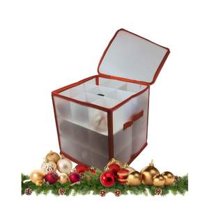 Caja de Almacenamiento Roja de 27 Pulgadas para Adornos de Árbol de Navidad, Elegantes Cajas de Almacenamiento Navideñas para Organizar las Prendas Navideñas - Product Image 3
