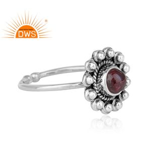 Handmade Design Oxidized Sterling <b>Silver</b> Natural <b>Garnet</b> Gemstone Stackable <b>Ring</b> Jewelry for Women Gift for Her - Product Image 3
