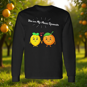 T-shirt à manches longues « You're My Main Squeeze » en orange citron, adapté aux végétariens et aux végétaliens, t-shirt promotionnel - Product Image 3
