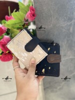 Nouvelle conception, pochette en cuir de vache véritable, élégante, multi-usages, style western, petits portefeuilles en cuir de vache véritable pour femmes