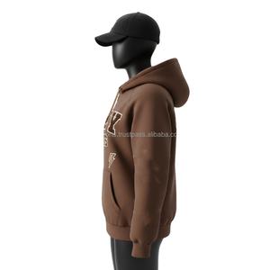 Sudadera con Capucha y Cremallera para Mujer, de Algodón y Poliéster, Color Marrón, Paneles en las Mangas, Logotipo Bordado Personalizado, Estilo Deportivo - Product Image 3