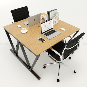 โต๊ะทำงานแบบคลัสเตอร์ 2 ชิ้น VBamboo ขนาด 120x120 ซม. เฟอร์นิเจอร์สำนักงานรูปตัว L สไตล์มินิมอลสุดหรู สำหรับห้องนอน ต้องประกอบเอง - Product Image 2
