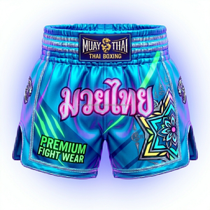 Shorts de Muay Thai OEM avec logo personnalisé, en polyester satiné, pour la boxe, le kickboxing et les arts martiaux, fabrication en gros - Product Image 3