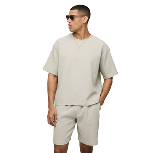 Conjuntos de pantalones cortos y camisetas de diseño más nuevo de alta calidad 100% algodón logotipo personalizado conjunto doble de gran tamaño para hombres - Product Image 1