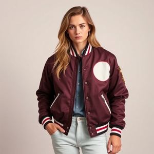 Rétro Varsity Letterman Veste Personnalisé Broderie Logo Chenille Patch Laine Corps En Cuir Véritable Manches Doublure Polyester Chaude - Product Image 4