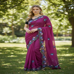 Super Quality Latest Trendy Fashion Indian Regular Wear Saree Floral Pattern Lace <b>Border</b> Anti-static Lightweight Woven Women's - Product Image 1