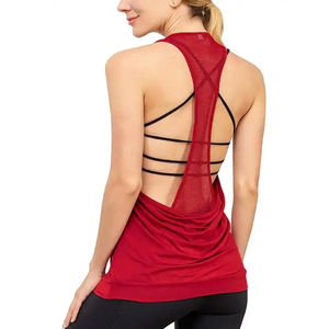 2024 nueva moda personalizada mujeres Yoga camisetas sin mangas transpirables de secado rápido entrenamiento gimnasio Tops poliéster/algodón Jersey con servicio OEM - Product Image 2