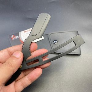 Couteau de rasoir de rasage droit professionnel en acier inoxydable noir mat avec logo personnalisé lame exposée unique - Product Image 5