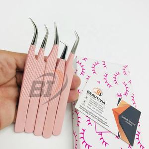 Pinzas de extensión de pestañas de acero inoxidable de alta calidad personalizadas Punta puntiaguda profesional Etiqueta privada Recubrimiento de color personalizado - Product Image 6