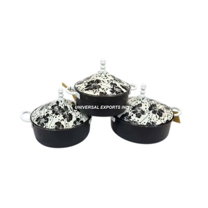 Set Of Three Stainless Steel Hotpot High Quality Handmade Designer Casserole Hot Selling Wholesale Metal <b>Food</b> <b>Warmer</b> - Product Image 5