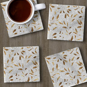 ที่รองแก้วไม้พิมพ์ลายใบไม้ทำจากไม้รูปทรงสี่เหลี่ยมสีขาววอลนัทสแควร์เครื่องครัวโรงแรมหรูหราทนทานที่สุด - Product Image 2