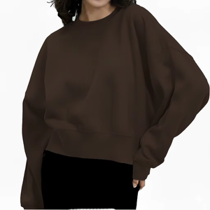 OEM Women Long Autumn/<b>Winter</b> Oversized Sweatshirt Cozy Cotton Fleece Casual Street <b>Top</b> with Front Logo - Product Image 6