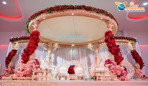 Magnifique Mandap Blanc pour Mariage Fusion Mariage Gujarati FRP Vidhi Mandap Superbe Mariage Triple Pilier Vidhi Mandap Australie - Product Image 2