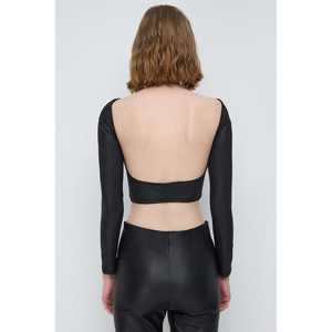 Blusa Casual TopShiny, Diseño Básico sin Espalda con Logotipo Frontal, Manga Corta, 100% Poliéster, Largo Corto - Product Image 4