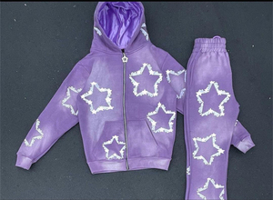 Survêtement technique en molleton pour homme avec logo personnalisé, vêtements de rue de haute qualité, pantalon de jogging évasé, impression puff - Product Image 2