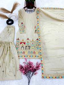 Dernier concepteur pur lourd Chinon soie broderie cordon séquence travail Sharara costume par Fab Zone - Product Image 4