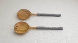 Juego de cubertería de acero inoxidable con mango de diseño de hormigón, cubiertos de madera de buena calidad, tenedor y cucharas para el hogar y restaurante, nueva producción - Product Image 3