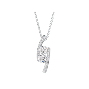 Elegant 925 Silver Rhodium Plated Diamond Pendant With Round Brilliant Cut Stones Classic Women's Engagement <b>Necklace</b> - Product Image 1