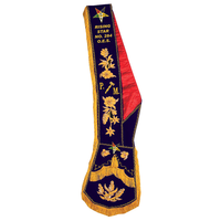Écharpe brodée vintage de l'Ordre Maçonnique Étoile d'Orient, franges douces, insignes faits à la main, patchs décoratifs à sequins