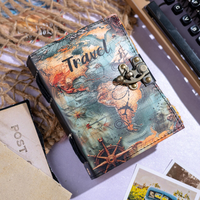 Carnet de voyage inspirant avec carte du monde imprimée, en cuir véritable coloré, pour croquis de destinations et lecture classique