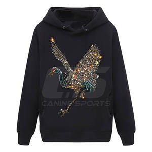 Luxury Crystal Rhinestone Pullover Hoodie Trendy Hip Hop Style Rhinestone Hoodie Oversized Bling - Product Image 1