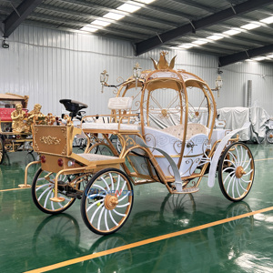 Carruaje Eléctrico de Cenicienta Dorado con Interior Blanco, Carroza para Paseos al Aire Libre, Transporte Especial, Carruajes de Caballos - Product Image 2