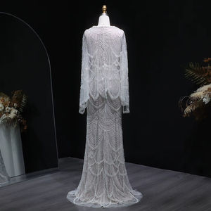 فستان سهرة طويل من جانسمبر LSZ646 بتصميم حورية البحر، بأكمام طويلة ومزين بالترتر والخرز - Product Image 5