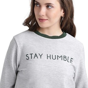 Sudadera de cuello redondo de mujer de lana de algodón con logotipo bordado personalizado 2025 para mujer - Product Image 2