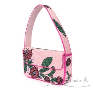 Borsa da donna ispirata al Designer floreale | Borsa di tendenza ricamata a mano artigianale | Disegno floreale rosa - Product Image 5