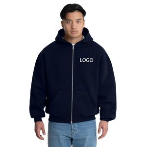 Sudaderas con Capucha Extra Grandes con Cremallera y Logotipo Personalizado de Alta Calidad, Unisex, Algodón Grueso, Venta al por Mayor, Baratas, MOQ Bajo, Sudaderas Holgadas con Cremallera para Hombre - Product Image 1