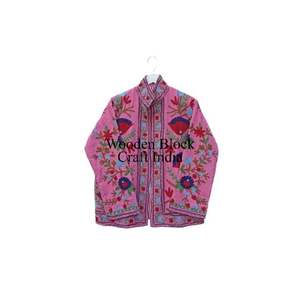 ผ้าห่มควิลท์ลายซูซานีอินเดียทำมือ ผ้ากำมะหยี่ลายทาง ระบายอากาศได้ดี เป็นมิตรกับสิ่งแวดล้อม ใช้ได้สองด้าน ไส้ใยฝ้าย สำหรับฤดูหนาว สไตล์ชาติพันธุ์ - Product Image 1