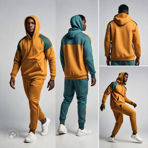 เสื้อวอร์มผ้า20% คอตตอน80% คุณภาพสูงของผู้ชายชุดวอร์มเนื้อนุ่มผ้าโพลีเอสเตอร์พิมพ์ลายโลโก้ขนาดใหญ่พิเศษใส่ได้พอดีตัวเรียบๆ - Product Image 6