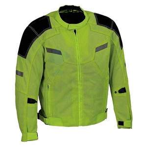 Chaqueta de Motociclista Ligera de Malla Negra para Hombre, para Calle y Viajes, Chaqueta de Motociclista Negra, Negro-Verde Neón - Product Image 1