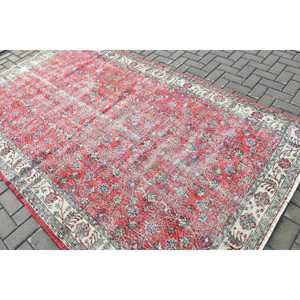 Alfombra Turca Vintage, Alfombra Grande de 5.5x9.3 pies, Alfombra con Rayas Rojas - Product Image 4
