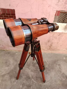Telescopio de latón binocular de diseño único para ambos ojos antiguo con trípode de madera, lo último marítimo de lujo para decoración del hogar - Product Image 6