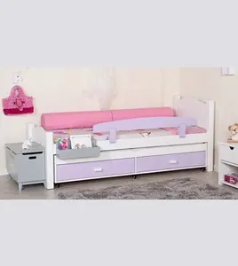 Van Hue儿童床设计松木床90*190白色弧形面板结合中密度纤维板-46从越南出口