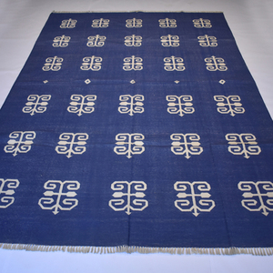 ชุดพรมผ้าฝ้ายทอสีฟ้าเรียบออกแบบโลโก้ได้ตามต้องการสำหรับตกแต่งบ้านห้องนั่งเล่นและห้องพัก - Product Image 2