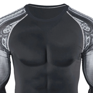 High Quality Full Sleeve Sublimation Printed 100% Polyester Rash Guard MMA BJJ <b>Compression</b> <b>Shirt</b> Breathable Gym <b>Custom</b> Fightwear - Product Image 4