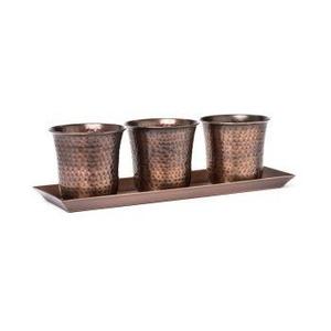 Galvanized Metal Planter <b>Tray</b> Set 3 <b>Pots</b> with Handles Rustic Tabletop Herb Planter for Home Garden Wholesale - Product Image 4