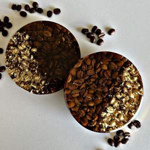 Resin <b>coaster</b> <b>Gold</b> Flakes Luxury Table Accessory for Special Occasions Stylish Premium Modern Reusable 5mm Heat Resistant - Product Image 4