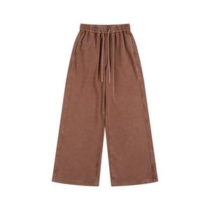 Large Size Oversized Sweatpants with Belt Vintage Washed Cotton <b>Fleece</b> Straight Leg <b>Trousers</b> for Daily Wear Youth Fashion - Product Image 3