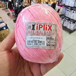 İplix Fil de raphia naturel 50g 32 couleurs 23 rose 100% coton motif teint fantaisie haute résistance pour le tricot - Product Image 1