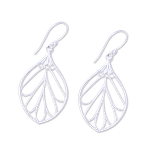 Meilleure qualité 925 argent Sterling massif minimaliste en forme de feuille boucles d'oreilles goutte boucles d'oreilles cadeaux chrétiens prix usine - Product Image 2
