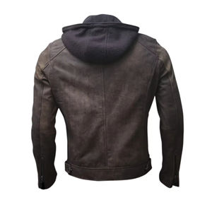 Chaqueta de Cuero Vacuno Negra para Hombre, Talla Grande, Estilo Motero, con Logotipo Frontal, Recubierta, con Patrón de Camuflaje, para Primavera - Product Image 3
